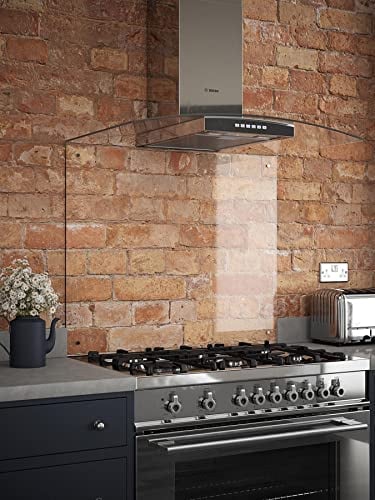 Clear Glass Splashback with Chrome Caps - Kitchen Sink & Hob Back Panel - 900 x 700mm