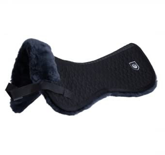 Werner Christ Horse Lammfell Sattelhalbe Pad Standard - Horsedream English Sattelunterlage, Schaffell (Schwarz/Schwarz)