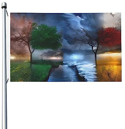 Drapeau d'arbre 4 saisons - 9,1 x 1,5 m - Bannière amusante pour l'extérieur, les vacances, le jardin, la cour, la pelouse, pour l'intérieur et l'extérieur, impression double face