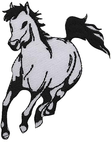 Flicken mit laufendem Pferd, Pferd, Kinderreime, bestickt, zum Aufbügeln oder Aufnähen, Abzeichen für Kleidung usw., 6,5 x 8 cm