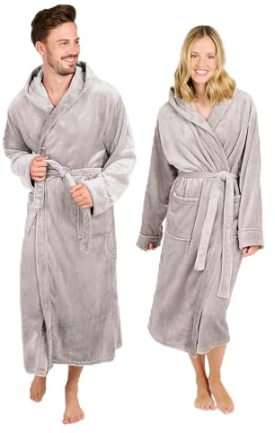 Blumtal Bademantel Damen & Herren - Kuscheliger Fleece Morgenmantel mit Kapuze & Taschen, OEKO-TEX® Zertifiziert