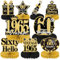 Luvart 60th Birthday Decorations-9pcs 60th Birthday Decorations for Men Black and Gold Table Decorations for Birthday Party Men Women Honeycomb Decs Vintage 60th Birthday Table Decorations