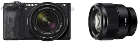 Sony Alpha 6600 | APS-C Spiegellose Kamera 18-135mm f/3.5-5.6 Zoom-Objektiv & SEL-85F18 Porträt Objektiv (Festbrennweite, 85 mm, F1.8, Vollformat