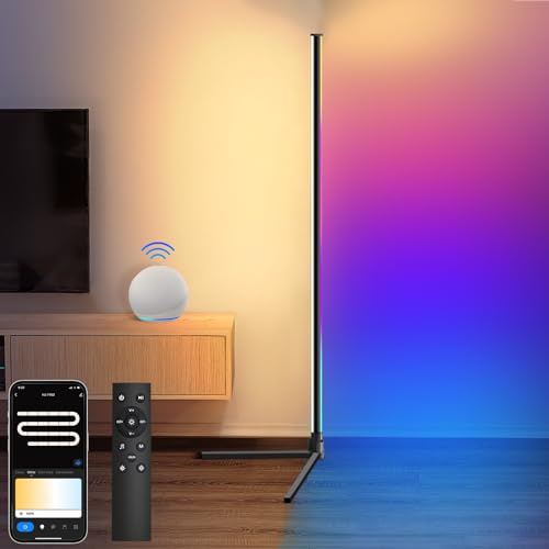 Weilim RGB Stehlampe Wohnzimmer,156CM Smart LED Stehlampe Dimmbar mit Fernbedienung und Timer Kompatibel mit Alexa, Google Assistant - 16 Millionen Farben, Musikmodi, DIY Modus