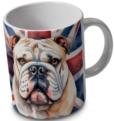 verytea British Bulldog 10oz Ceramic Mug with Union Jack – Gift for Dog Lover