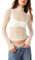 Caziffer Women's Lace Layering Top Long Sleeve Sheer Mesh Mock Neck Undershirt Y2K Lace Floral Tops See Through Shirt Blouse (Polka Dot White, XL)