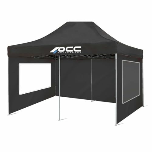 OCC MOTOR SPORT 1 x Wandzelt, schwarz, Fenster, 6 x 2, 40 mm, 420 Oxford, Schwarz, 6 x 2 metros