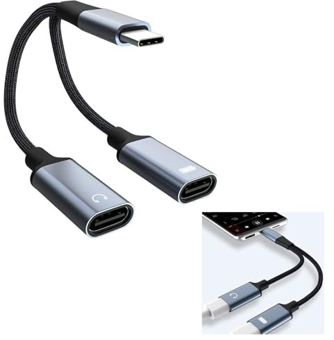 Dual USB C Adapter,USB C Splitter,USB C to USB C Female Adapter USB Y Headphone and Charging Splitter Cable for Samsung/Huawei/Sony USB C Male to Double USB-C Port Hub Split Adapter for PS5 Mac Xbox