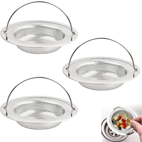 Youery 3 Pcs Filtre à Évier, Filtre de Vidange en Acier Inoxydable, Passoires D'évier pour Douche, Filtrage d'Evier, pour Douche, Baignoire, Cuisine (11,4 x 8,2 x 2 cm)