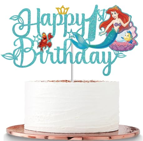Mermaids 1st Birthday Cake Toppers - Mermaid & Cartoon Themed Party Favors