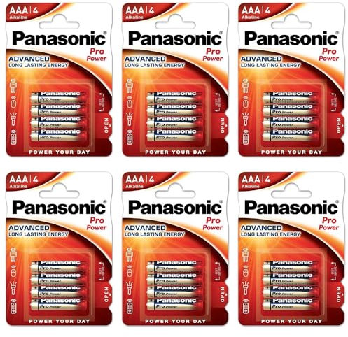 PANASONIC Confezione da 6 blister da 4 batterie alcaline Pro Power Gold AAA LR03-1,5 V