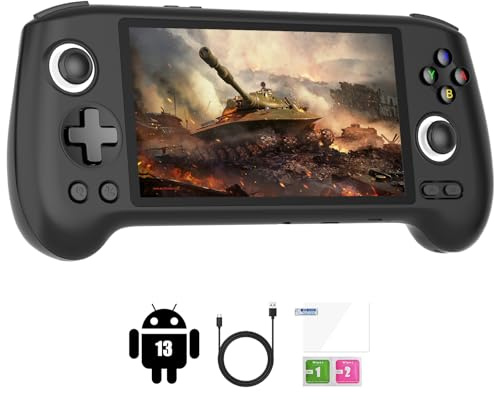 GiipGoop RG556 Retro-Handheld-Spielkonsolen ohne Karte, Android 13 System, 13,9 cm (5,4 Zoll) AMOLED-Bildschirm, Unisoc T820 Prozessor, Retro-Spielkonsole, 5500 mAh Akku, hält 8 Stunden (schwarz)