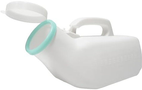 1200ml Male Urinal Portable Incontinence Bottle for Men Travel Bed Pan lid Wee White Secure Cap Pee Measuring Scale, Easy Grip Handle, Medical Grade Pee Portable Reusable Urine (1 Pack)