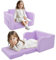 MeMoreCool Kindersofa Kindersessel Ausklappbar, Bequemes Bettsofa für Kleinkinder, 2-in-1 Schlafsofa für Kuschelecke Kinderzimmer, Mini Baby Sofa mit Schlaffunktion für Jungen und Mädchen, Lila