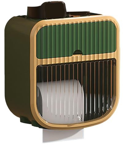 Selbstklebende Toilette mit Regal, Toilettenpapierhalter, Wandhalterung, wasserdicht, für Toilettenpapier, Handtuchhalter aus Papier mit Ablagen zur Aufbewahrung (grün)