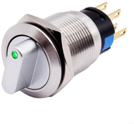 HOHOVYVY Sélecteur rotatif, 19 mm, interrupteur rotatif verrouillable, 3 positions, 2NO2NC 12-24 V (vert)