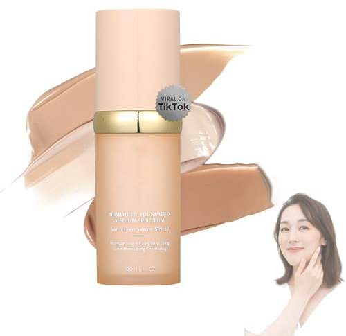 Biomimic Foundation 4 in 1, mittleres Spektrum, Farbkorrektur, Sonnenschutzfaktor 50+, Concealer und Foundation 4-in-1, langanhaltend und wasserfest, spendet Feuchtigkeit und pflegt die Haut (1 PCS)