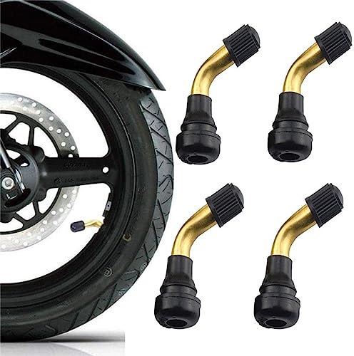 yuentoen PVR70 Roller Ventil, 4 Stück Schlauchlos Reifenventil Felgenventile 90 Grad,Messing Tubeless Ventil, Reifen Gummiventil für Motorräder, Autos, Fahrräder, Motorroller