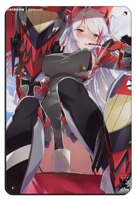 KJUFE Anime Azur Lane Prinz Eugen Spielposter, Blechschild, Vintage, Metall, Pub, Club, Café, Bar, Zuhause, Wandkunst, Dekoration, Poster, Retro, 20 x 30 cm