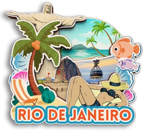 Rio de Janeiro 3D-Kühlschrankmagnet aus Holz, Motiv: Brasilien, Stadt, Reise, Souvenir, niedliche Kühlschrankaufkleber, Dekoration für Zuhause, Küche