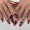Kaiperala 24pcs Medium Length False Nails Almond, Burgundy Press on Nails Cherry Red White Bowknot Stick on Nails Removable Glue on Fake Nail Tips Halloween Christmas Accessories for Women Girls