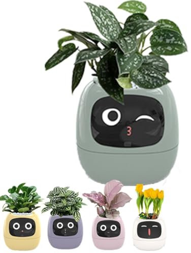 Plantagotchi Pot De Fleurs Intelligent,Pots De Fleurs Intelligents,Pot De Fleurs D'intérieur Plantagotchi,Robot Jouet Électronique Interactif De Bureau AI,Dispositif De Soins Personnalisés For Plantes