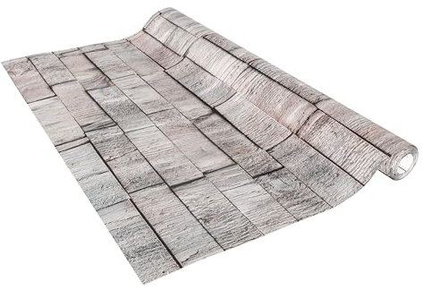 Vénilia Klebefolie Deco Standard, Holzschindeloptik, 45 cm x 2 m, selbstklebende Möbelfolie, Dekofolie, Küchenfolie, Tapete, PVC ohne Phthalate, Made in EU