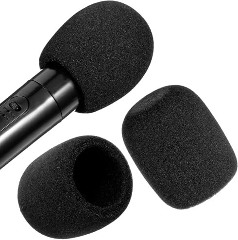 Piriuuo 2 Stück Mikrofon Windschutz, Schwarz Schwamm Mikrofonabdeckung Universelle Verdickte Waschbare Windschutz für Handmikrofon Staubdicht und Antibakteriell Mic Foam Cover für KTV, Familienfeier