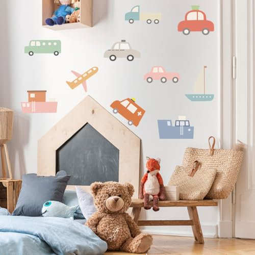 Autocollant mural motif aquarelle pour chambre de garçon, chambre à coucher, salle de jeux