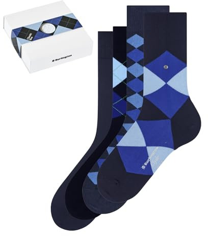 Burlington Herren Socken Classic Box M So Baumwolle gemustert 4 Paar, Blau Blue Mix 0010, 40-46