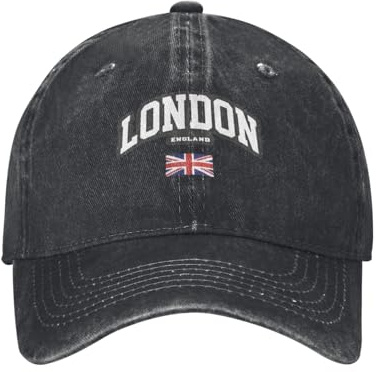 HZCRAES Herren Damen Sport Kappe 6-Panel Unisex Basecap Outdoor Retro Denim Mütze Flagge von London, England Baseballkappe Verstellbar Baumwolle Baseballmütz Basecap Sommer Trucker Hut