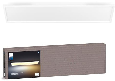 Philips Hue White Ambiance AURELLE Panneau LED 120X30 cm, 3750 lumen - Blanc (Télécommande incluse), fonctionne avec Alexa, Google Assistant et Apple Homekit, nouvelle génération