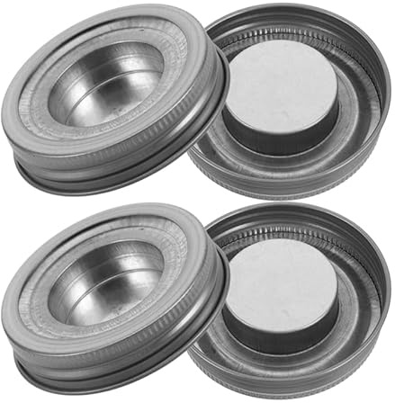 UKCOCO Einmachglas-Kerzenhalter Aus Edelstahl Metalldeckel Für Einmachgläser Mit Teelichthalter-Einsatz Und Ringen DIY Zubehör Für Hochzeitsdeko Wohnzimmer Küche Bad Und Terrasse