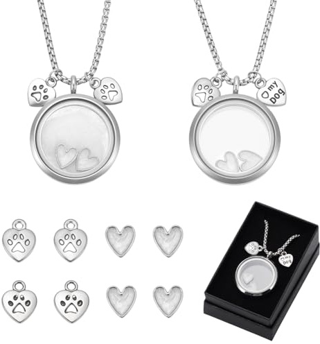 PH PandaHall 2 Sets Hundefell Haar Andenken Halskette Andenken Anhänger Für Haustierasche Gedenk Urnenanhänger Aus Edelstahl Medaillon Anhänger Schmuck Halskette Für Haustiere Asche Fell Geschenk