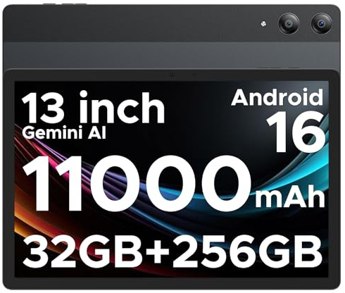 DOOGEE Tab E3 Pro Android 16 Tablet 13 Zoll FHD+ Helio G100 Octa-Core 32GB RAM+256GB ROM (2TB TF) 11000mAh Akku Tablet mit SIM Card Slot 13MP+8MP WidevineL1/ Dual 4G LTE + 5G WiFi/Face ID/OTG/GPS