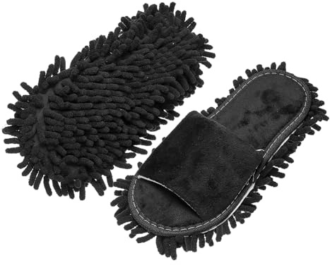 sourcing map Microfiber Mop Slippers, Chenille Detachable Mop Shoes Washable Reusable House Slippers