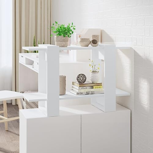 Yisssmeng Bücherregal Weiß 80x30x51 cm Mit Stauraum & Raumteilerfähigkeit, Klassisches Holzwerkstoff-Design für Schlafzimmer, Flur & Wohnzimmer
