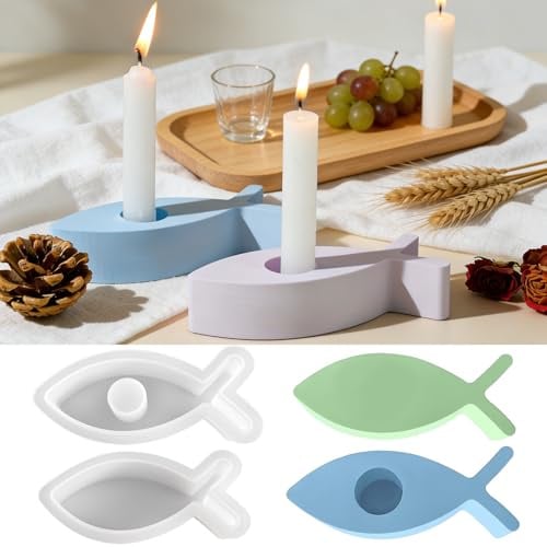 Silikonform Fisch,Fisch Kerzenhalter Gießform,DIY Fisch Kerzen Halter,Taufe Fischform Silikonform für Kommunion Deko,Seife,Kuchen,Partys,Ostersonntags Dekoration