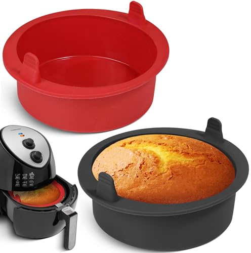 Webake 7 Inch Cake Tin for Air Fryer 2 Pcs 18 cm Silicone Cake Mould | Round Cake Tins Airfryer Silicone Cake Moulds for Baking Cakes