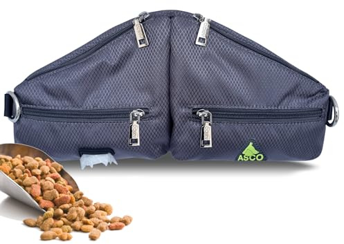 ASCO Leckerlibeutel Duo für Hunde mit 2 Leckerlitaschen, Futterbeutel mit Handyfach und Kotbeutelspender, Futtertasche mit ergonomischem Zugriff 35 x 15 cm, AC02TB