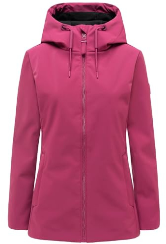 MARIKOO Damen Softshelljacke (XS-3XL) - wasserabweisend mit Kapuze, 3 Taschen - N130 - BerryWine Größe XXL - Gr.XXL