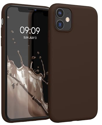 kwmobile Hülle für Apple iPhone 11 TPU Case - Handyhülle unterstützt kabelloses Laden, Flexible Schutzhülle, gummiertes Cover in Chocolate