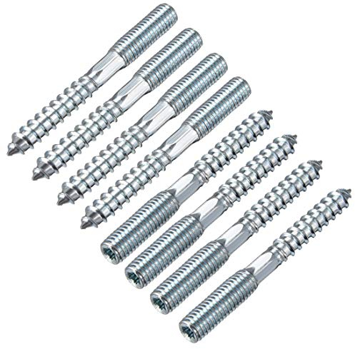 sourcing map M8 Vis Double Filetage Boulon Longueur 70mm Double Tête Autotaraudeuse 8mm Bois Joint Meubles Jambes 8Pcs
