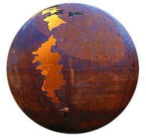 Klocke Edelrost Dekor Gartenkugel/Rostkugel zum Dekorieren - Tolle Auswahl - Ganzjährige Gartendekoration - Winterfest - Garten Rostkugel/Metallkugel (Groß: Ø 50cm, Vintage - zum Beleuchten)