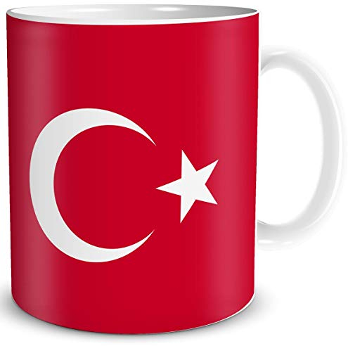 TRIOSK Tasse Flagge Türkei Länder Flaggen Geschenk Turkey Souvenir Türkiye für Reiselustige Frauen Männer Arbeit Büro Weltenbummler