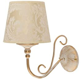 Licht-Erlebnisse Wandleuchte Landhausstil, Wandlampe Barock, Shabby Chic, Gold, Antik, Weiß, Lampe Schlafzimmer Wand, H:25 cm, E27, Wohnzimmer, Wandlampe für Innen
