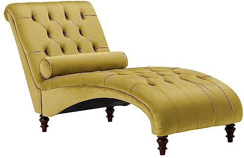 Beliani Moderne Chaiselongue in Senfgelb Samtstoff Muret