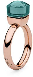 Qudo Firenze Edelstahl rose farbenem Ring mit blue apatit Stein (dunkel türkis) (54 (17.2))