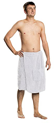 Lanudo® Herren Saunakilt Pure Line, 100% Baumwolle, 400g/m, antibakteriell, Größen S/M/L/XL S/M Weiß