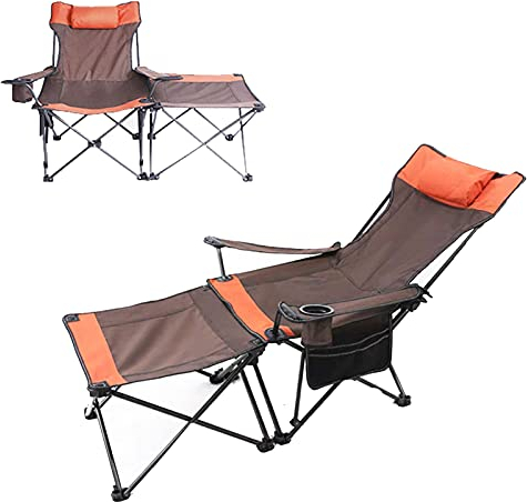 CFMZ Campingstuhl Faltbar, Angelstuhl 150kg, Klappstuhl Karpfenstuhl mit Abnehmbare Fußablage, Leicht Faltstuhl Campingsessel mit GeträNkehalter Tisch, Sitzen Hinlegen 2 in 1 A